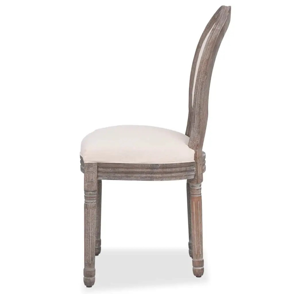 Dining Chairs Set of Four in Cream Upholstery