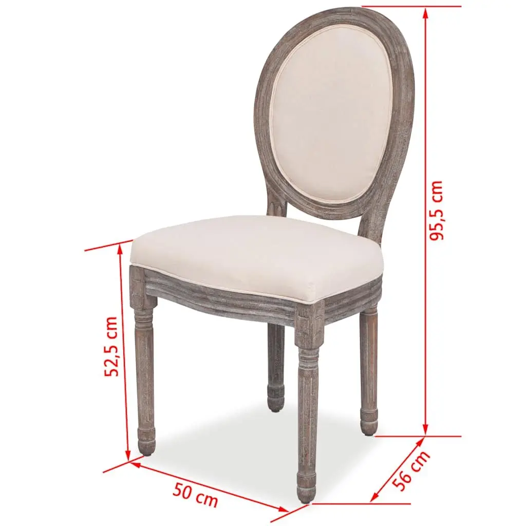 Dining Chairs Set of Four in Cream Upholstery
