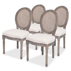 Set of Four Cream Linen Dining Chairs for Every Occasion