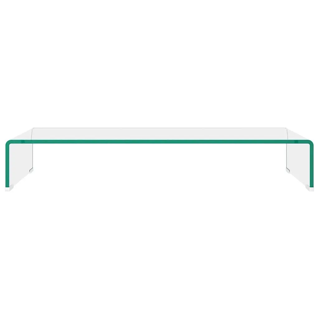 Glass Shelf Monitor Riser Tempered Transparent Display Stand for TV Laptop Desktop 80x30x13cm