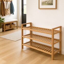 3-Shelf Wooden Shoe Rack for Practical Home Use