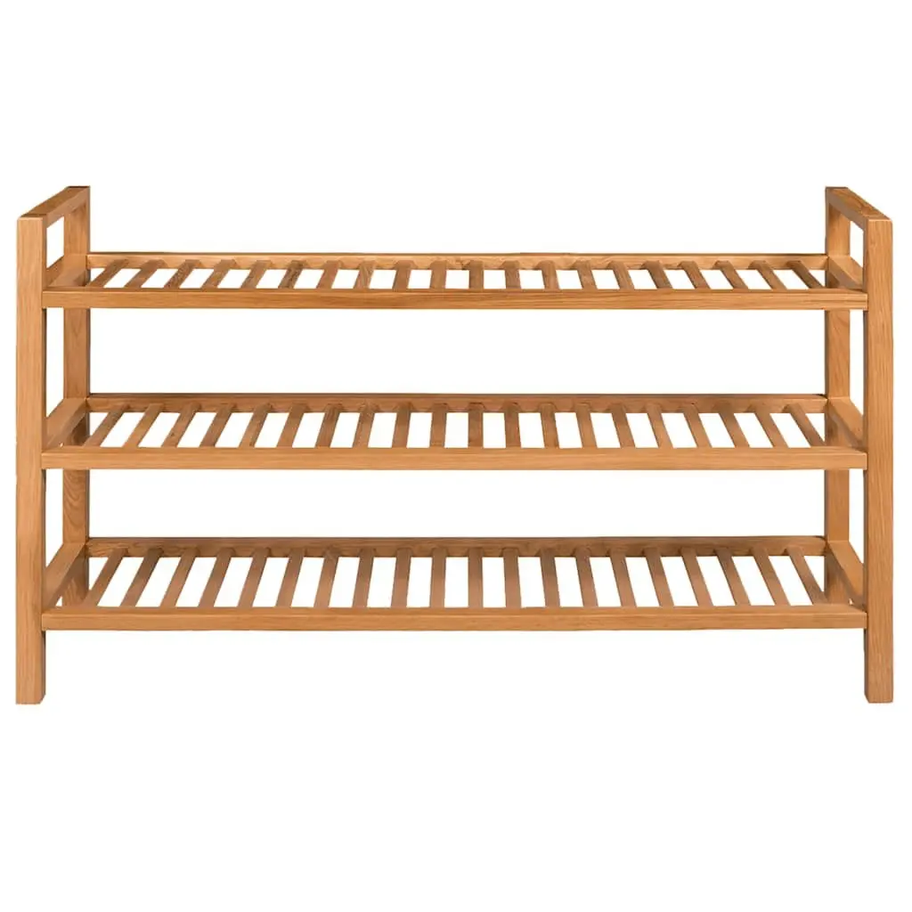 Wooden Shoe Rack Organiser 3 Shelf Storage Hallway Brown Oak 100x27x60cm