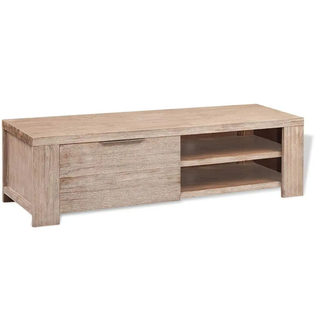 TV Cabinet Solid Acacia Wood Brushed 140 x 38 x 40 cm Beige