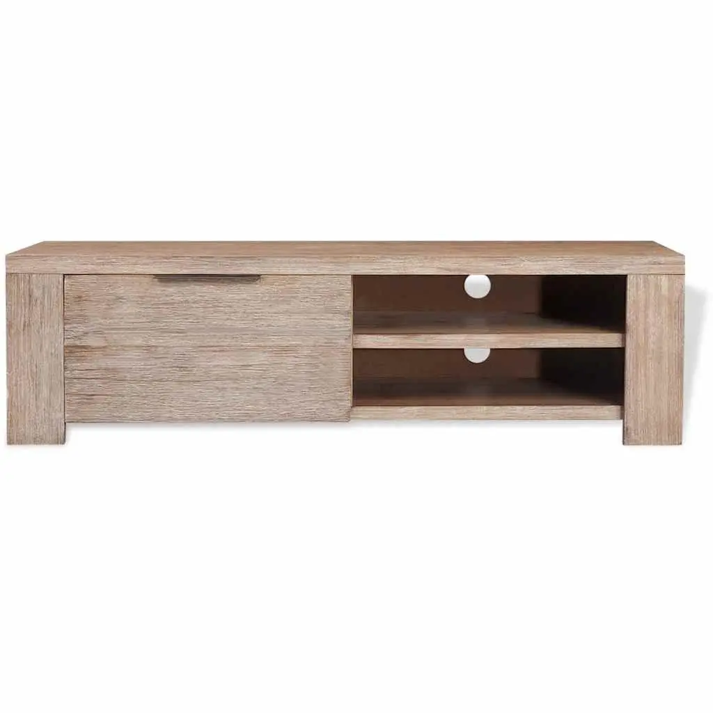 TV Cabinet Solid Acacia Wood Brushed 140 x 38 x 40 cm Beige