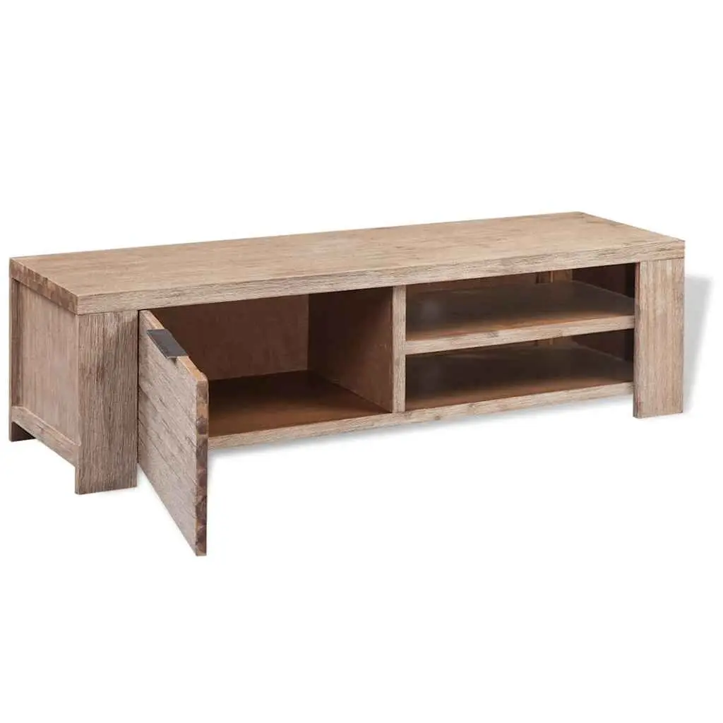 TV Cabinet Solid Acacia Wood Brushed 140 x 38 x 40 cm Beige
