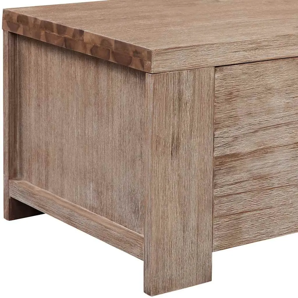 TV Cabinet Solid Acacia Wood Brushed 140 x 38 x 40 cm Beige