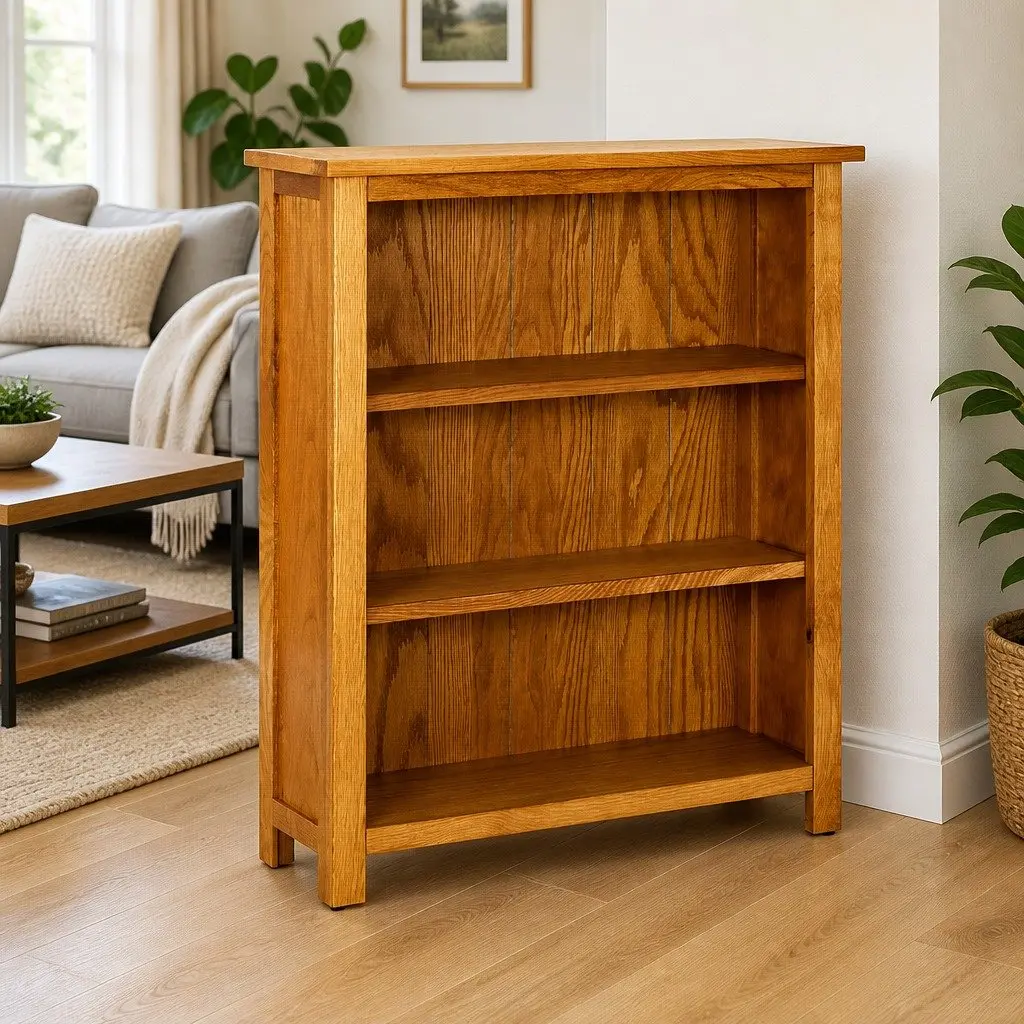 3-Tier Wooden Bookcase 70x22.5x82cm Standing Shelf Storage Display Unit