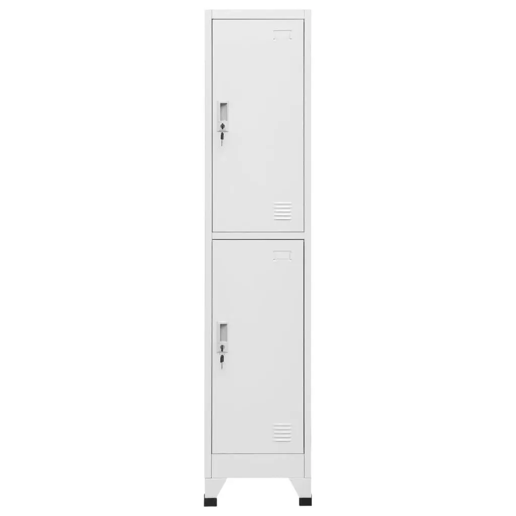 Storage Locker Cabinet 2 Compartments Industrial Grey Steel Hanging Bar Name