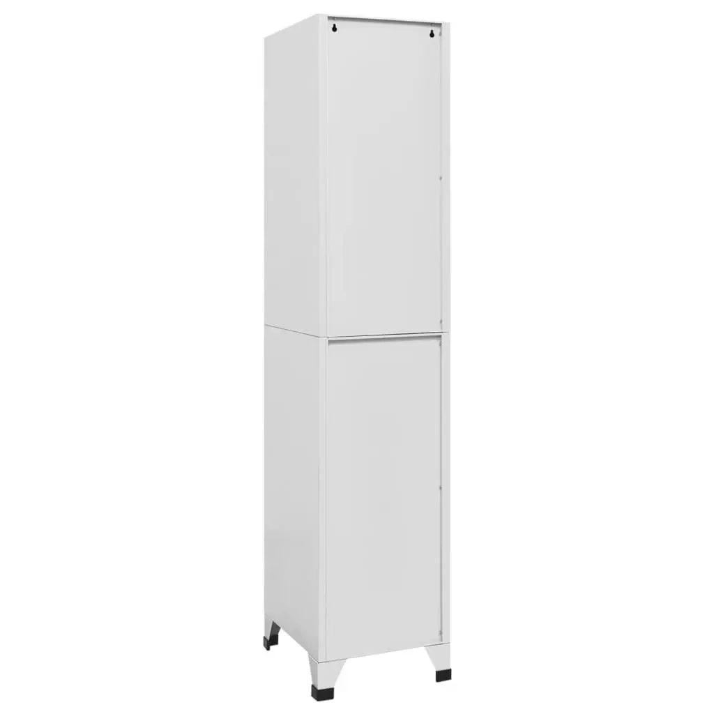 Storage Locker Cabinet 2 Compartments Industrial Grey Steel Hanging Bar Name