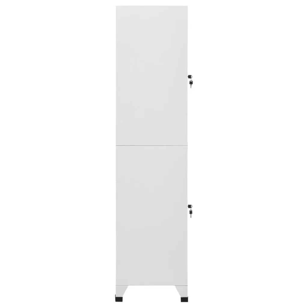 Storage Locker Cabinet 2 Compartments Industrial Grey Steel Hanging Bar Name