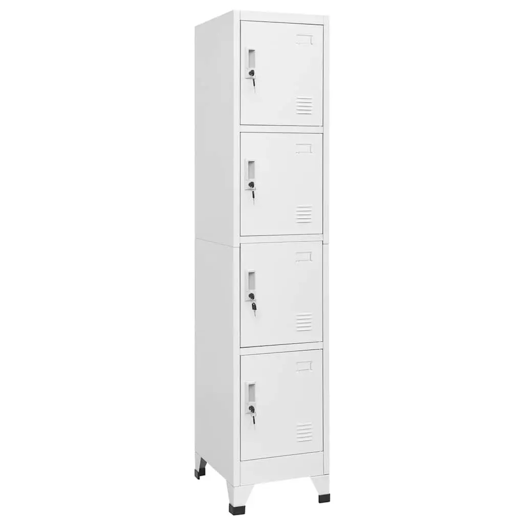 Locker Cabinet Steel 4 Compartment Grey Industrial Storage