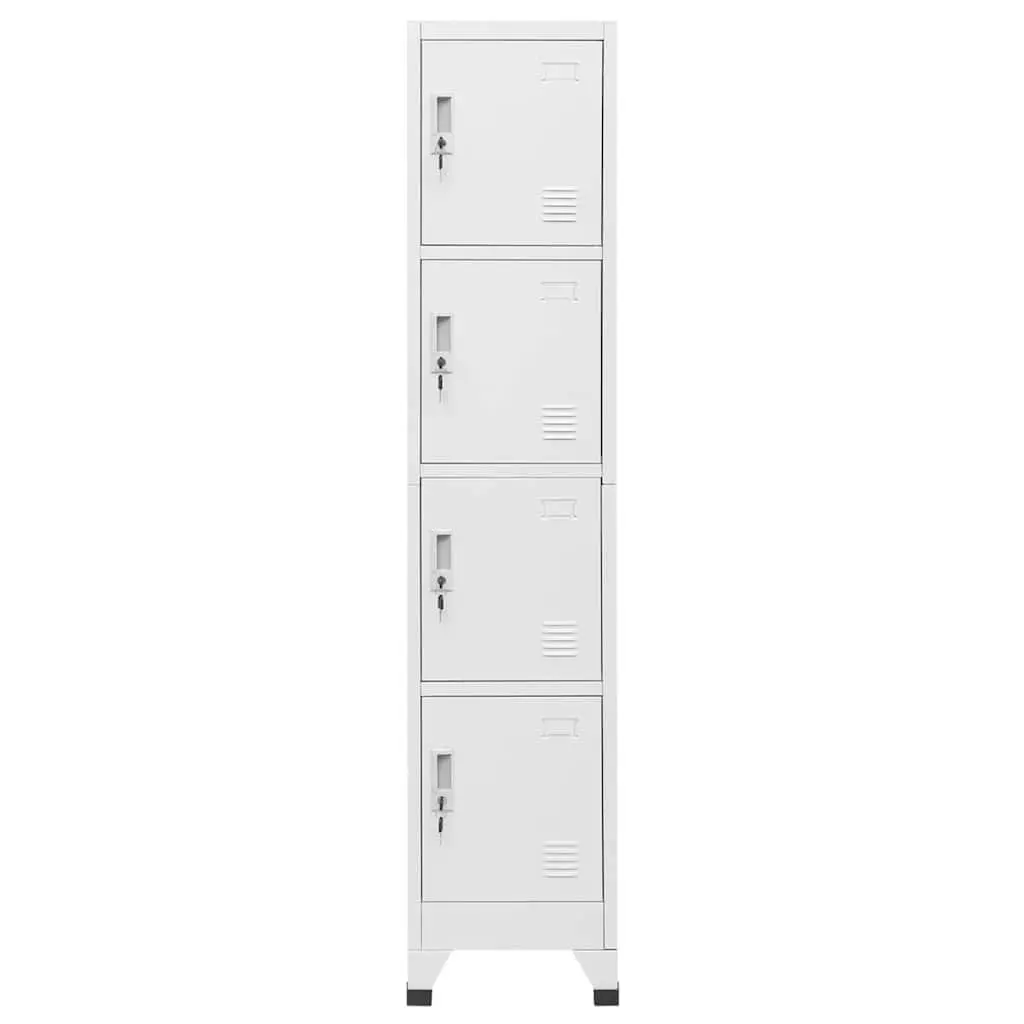 Locker Cabinet Steel 4 Compartment Grey Industrial Storage