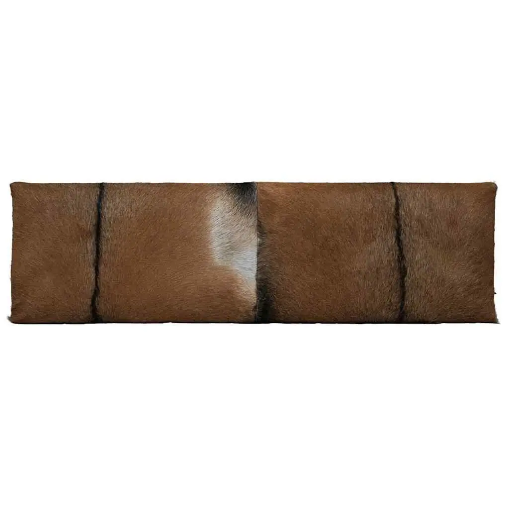 Goat Leather Bench Teak Frame Multicolour Rustic Style