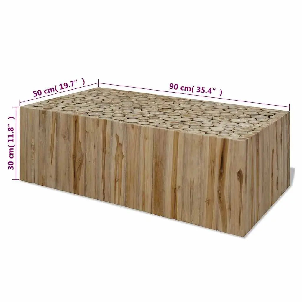 Coffee Table Wood Brown Teak Style 90 x 50 x 30 cm