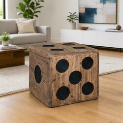 Multi-Purpose Wooden Storage Box with Dice Aesthetic