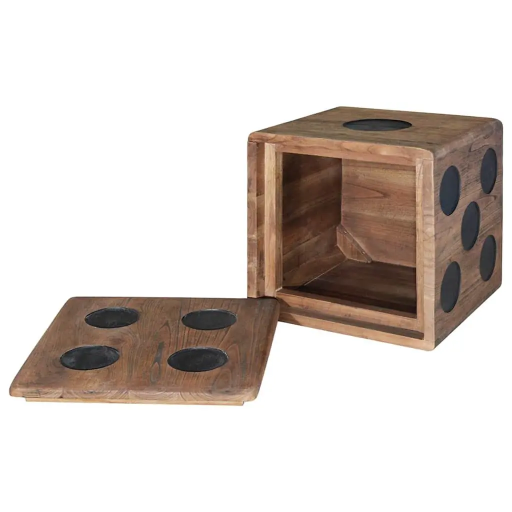 Storage Box Dice Design 40x40x40cm Wooden Storage Chest Coffee Side Table Brown