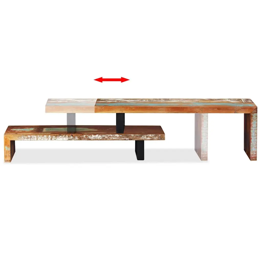 TV Stand Solid Reclaimed Wood Brown Stackable Two-Tier Storage Cabinet