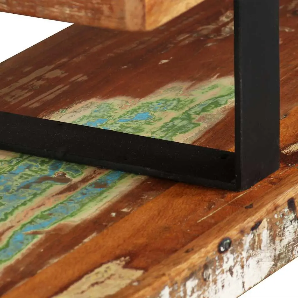 TV Stand Solid Reclaimed Wood Brown Stackable Two-Tier Storage Cabinet
