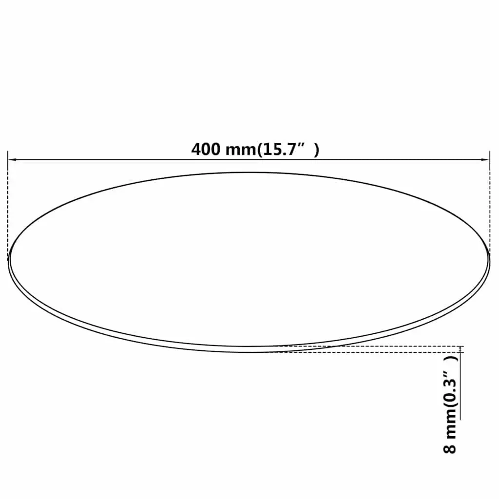 Round Black Glass Table Top 400mm Tempered for Coffee Dining Garden Use