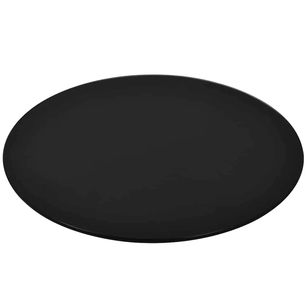 Round Tempered Glass Table Top 600mm Black Durable Protective Surface for Dining Coffee Garden Furniture