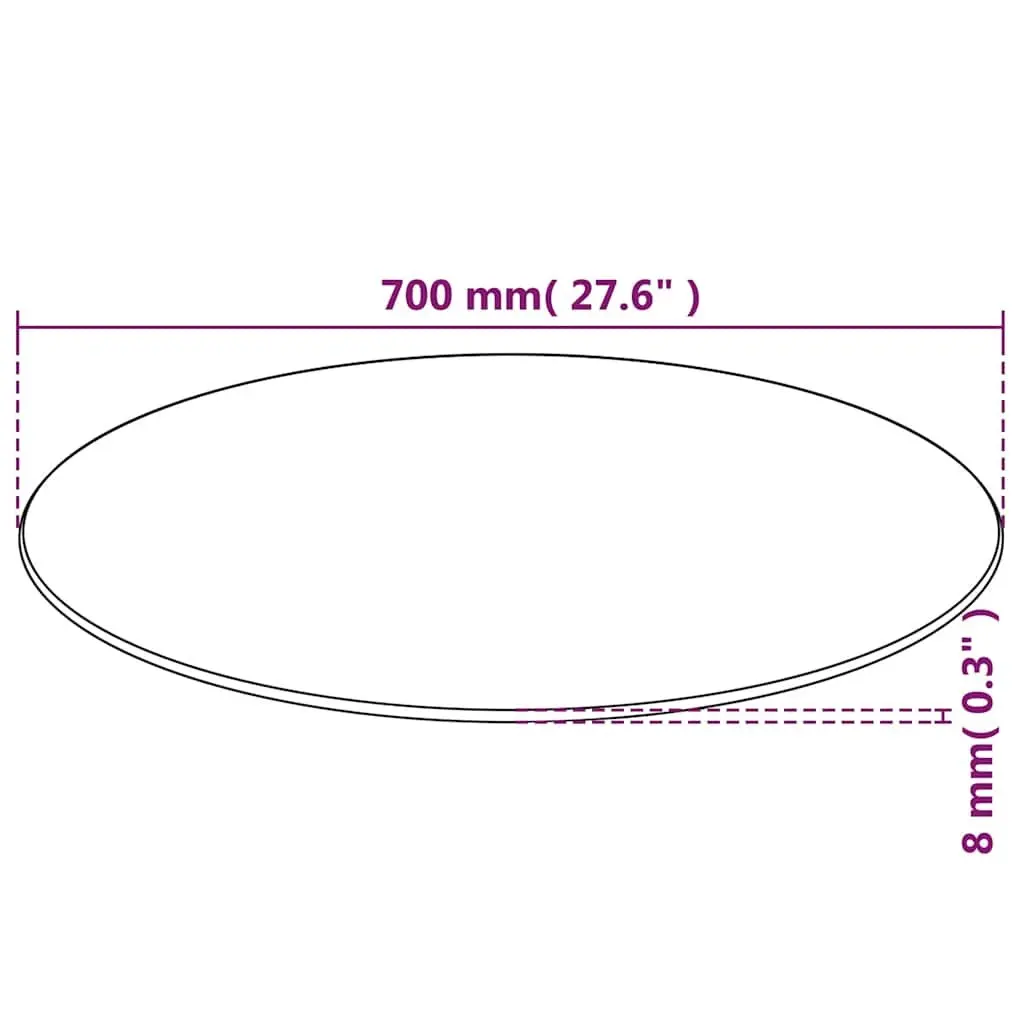 Round Tempered Glass Table Top 700mm Black Durable Easy to Clean for Dining Coffee Garden Use
