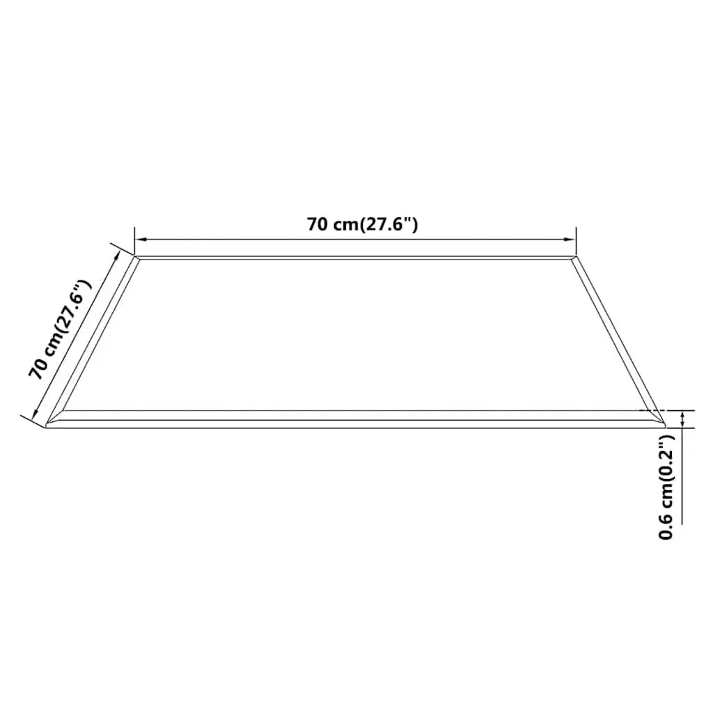 Square Tempered Glass Table Top Black 700x700mm for Dining Coffee Garden Use