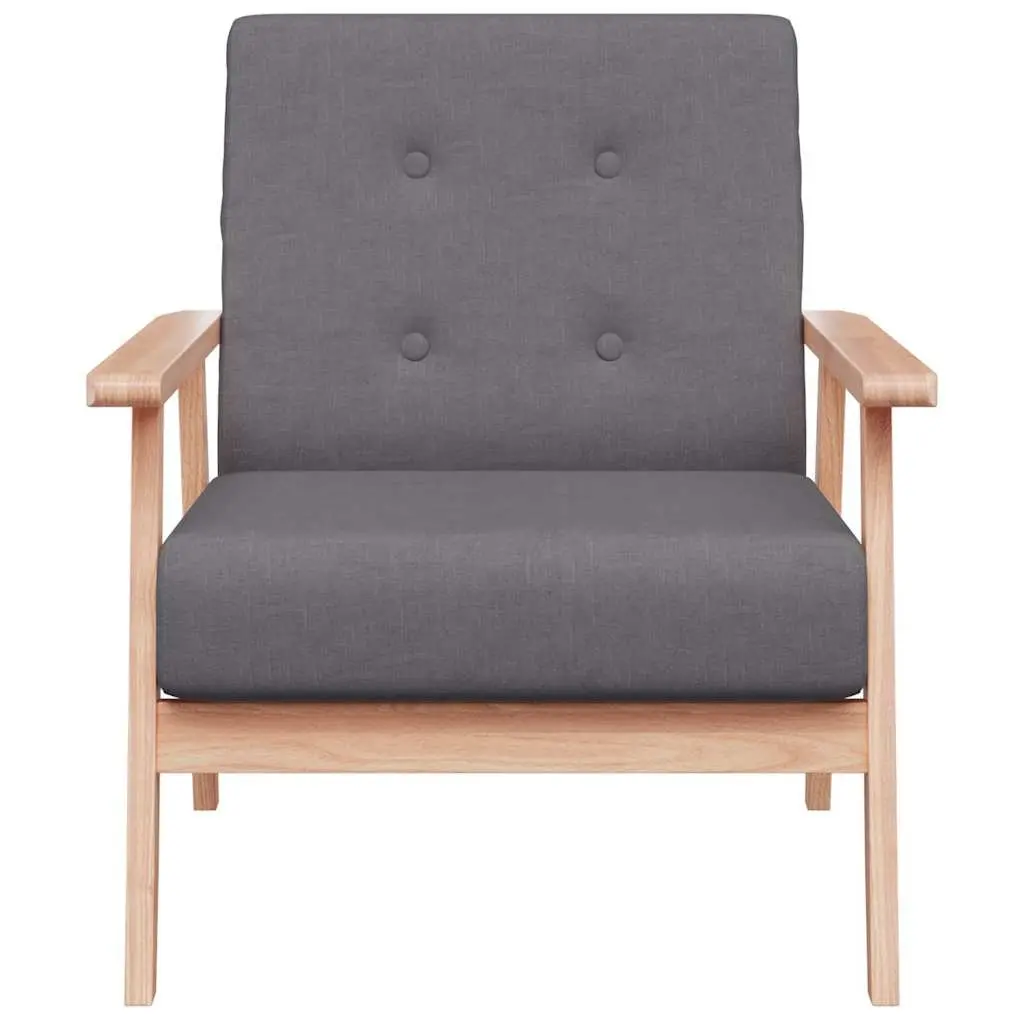 Lounge Chair Dark Grey Upholstered Fabric Soft Polyester Living Room Armchair