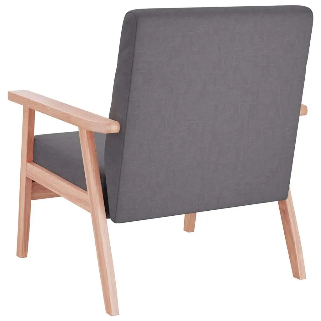 Lounge Chair Dark Grey Upholstered Fabric Soft Polyester Living Room Armchair