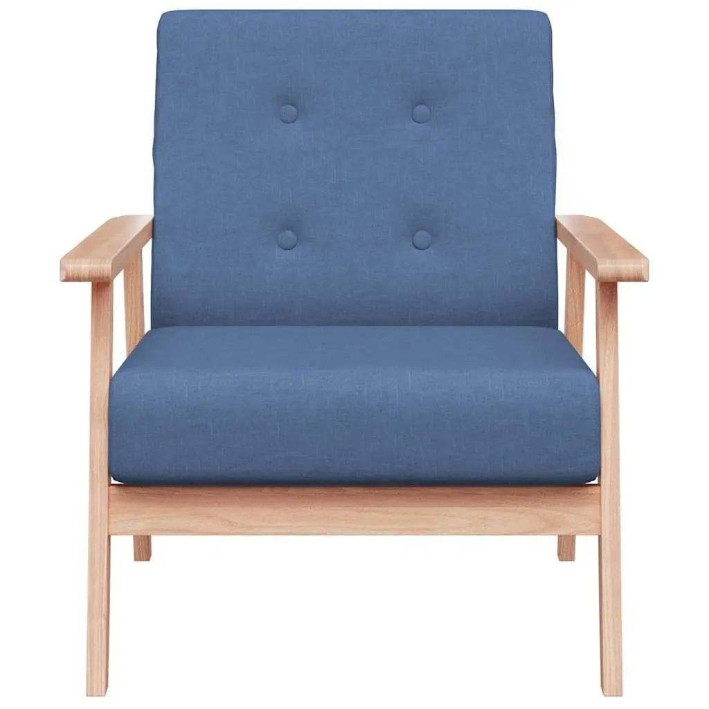 Blue Lounge Chair Upholstered in Soft Polyester with Foam Padding and Solid Wooden Frame