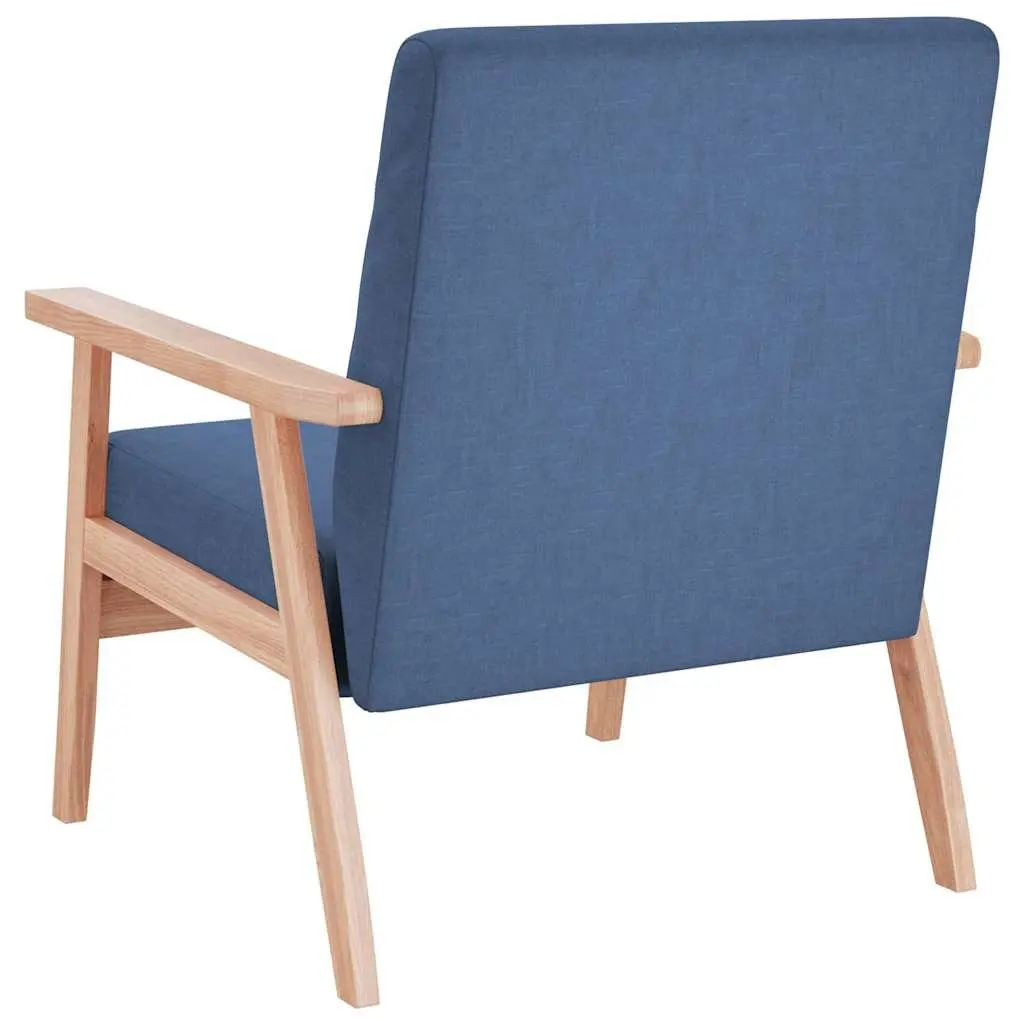 Blue Lounge Chair Upholstered in Soft Polyester with Foam Padding and Solid Wooden Frame