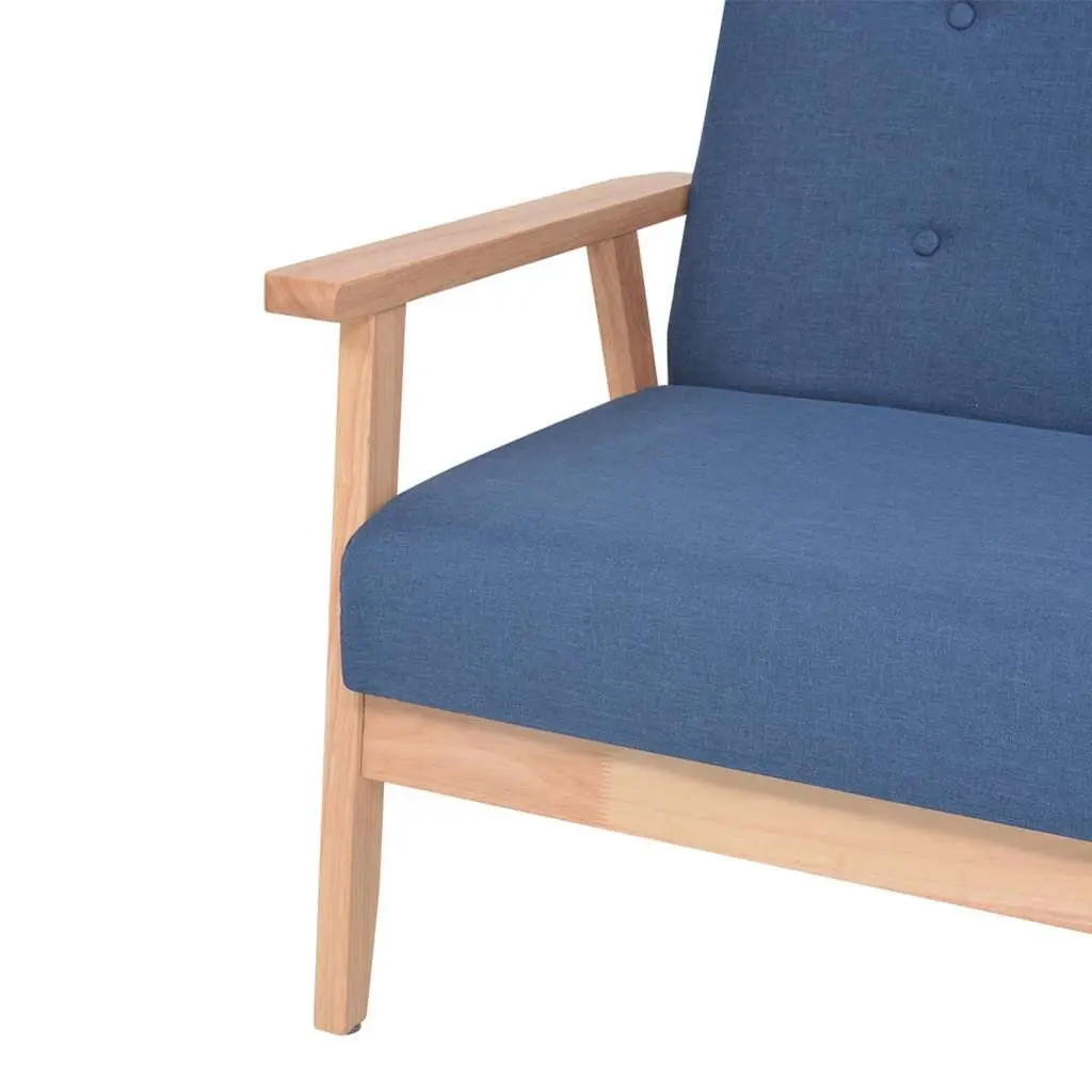 Blue Lounge Chair Upholstered in Soft Polyester with Foam Padding and Solid Wooden Frame