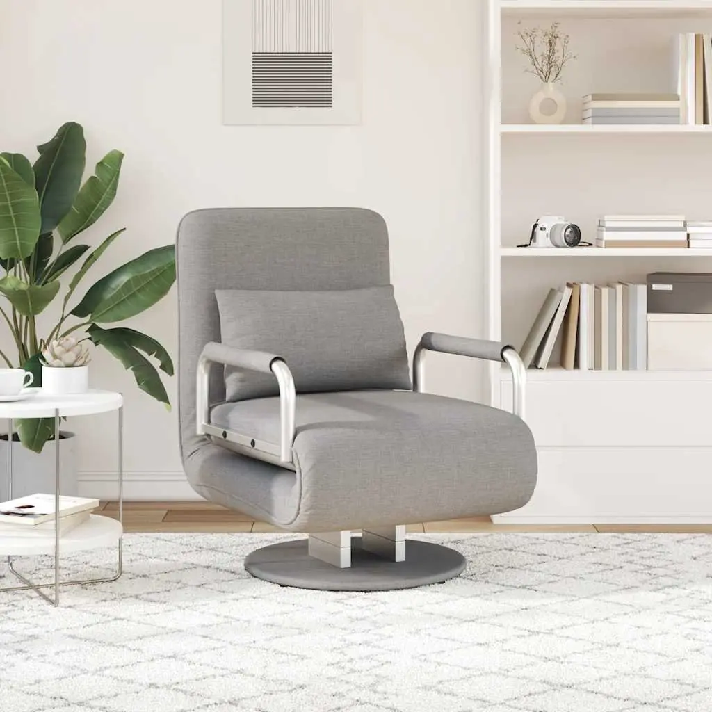 Swivel Chair Sofa Bed Recliner Grey Fabric Convertible Chaise Lounge Adjustable Backrest