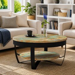 Coffee Table 65 cm Handmade Solid Reclaimed Wood Industrial Vintage Style