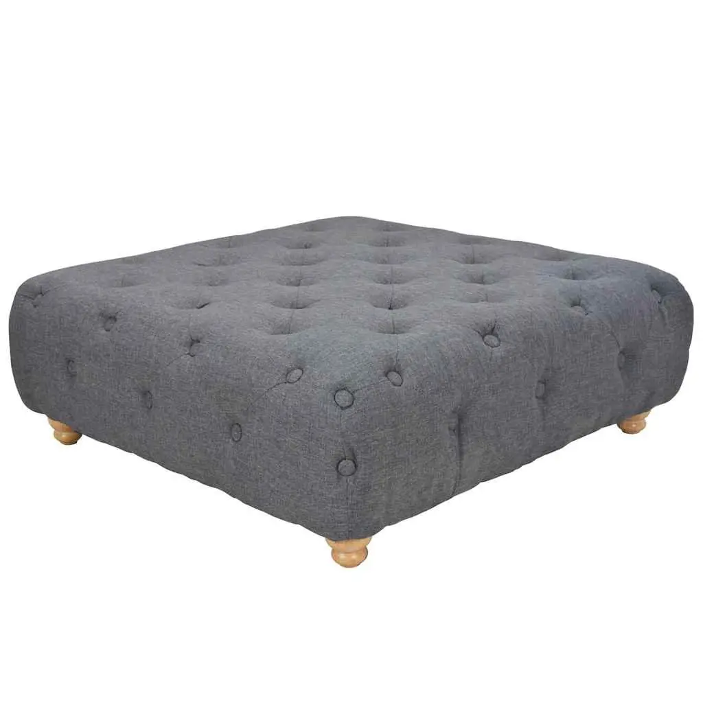 Pouffe Fabric Footrest Ottoman 80 x 80 x 30 cm Dark Grey Upholstered Seat Stool Home Furniture Decor