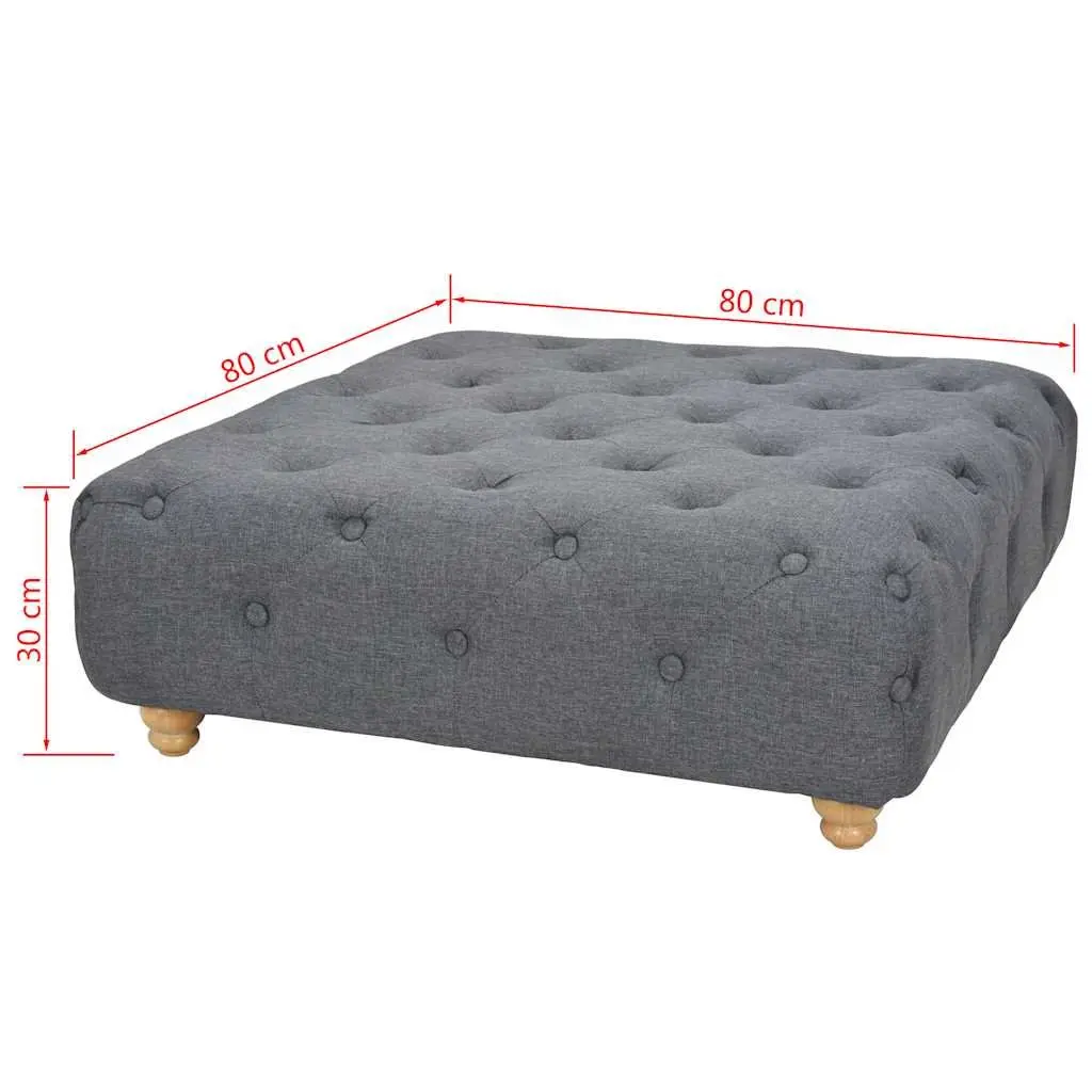 Pouffe Fabric Footrest Ottoman 80 x 80 x 30 cm Dark Grey Upholstered Seat Stool Home Furniture Decor