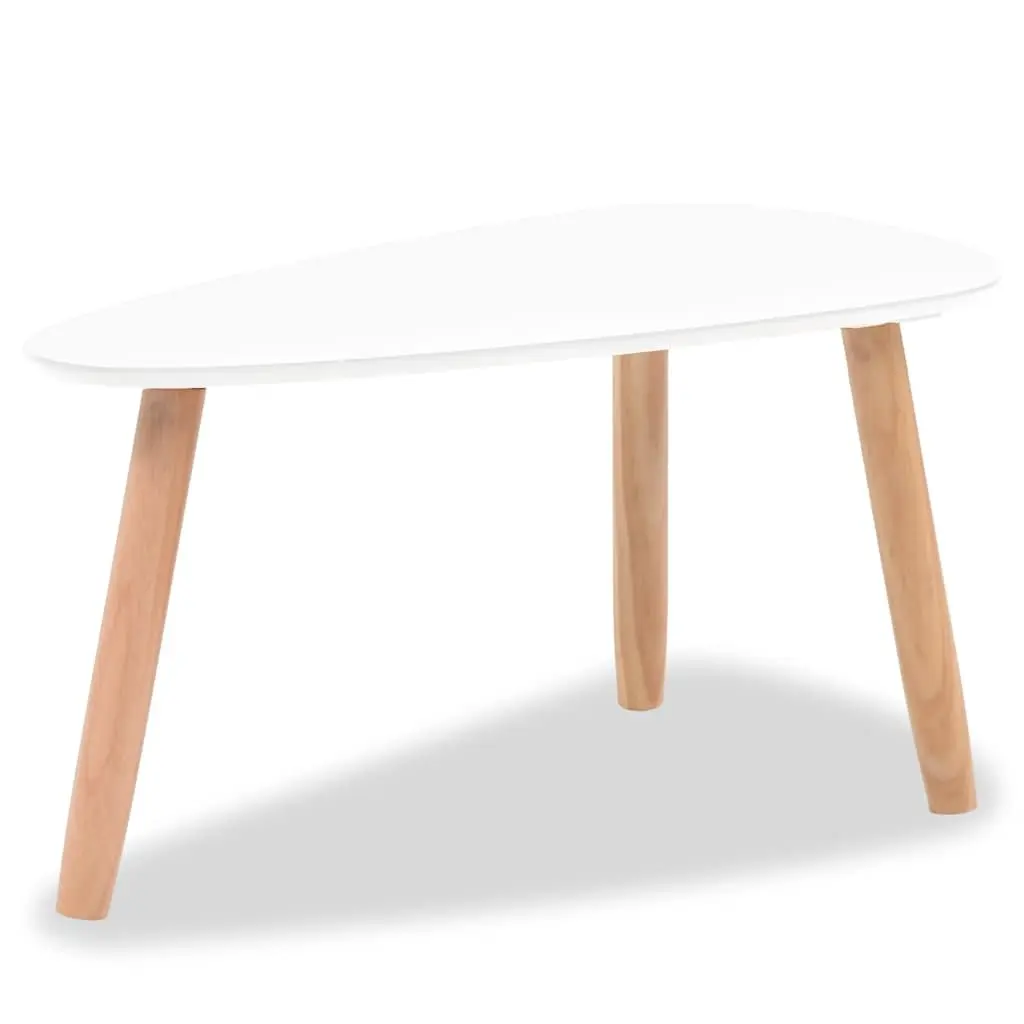 Scandinavian Style Coffee Table Set 2 Pieces White Solid Pinewood MDF for Living Room