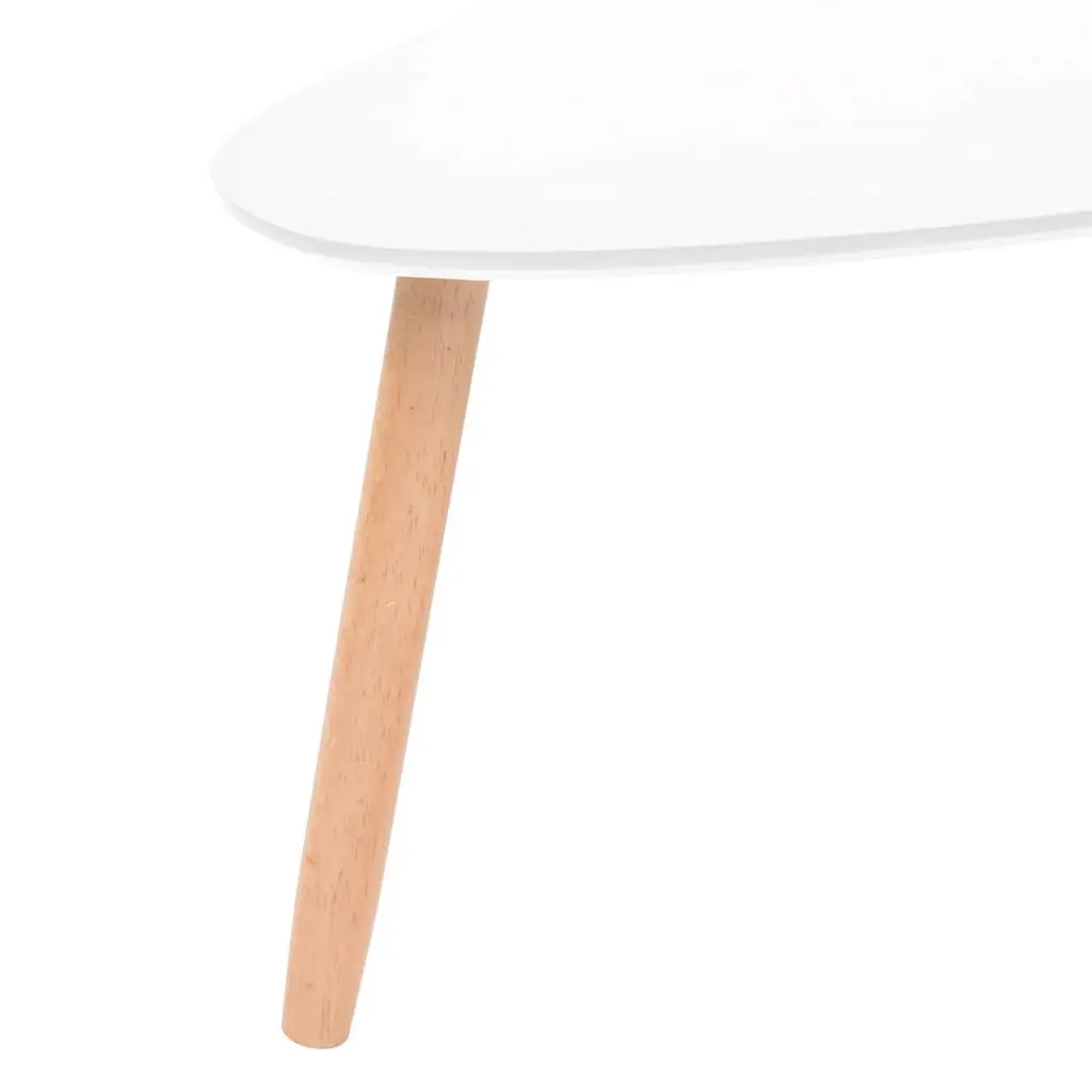 Scandinavian Style Coffee Table Set 2 Pieces White Solid Pinewood MDF for Living Room