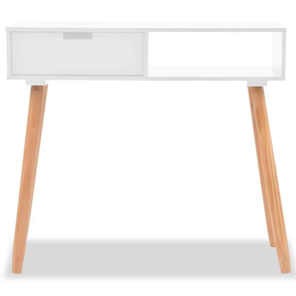 Console Table Solid Pinewood 80cm White with Drawer