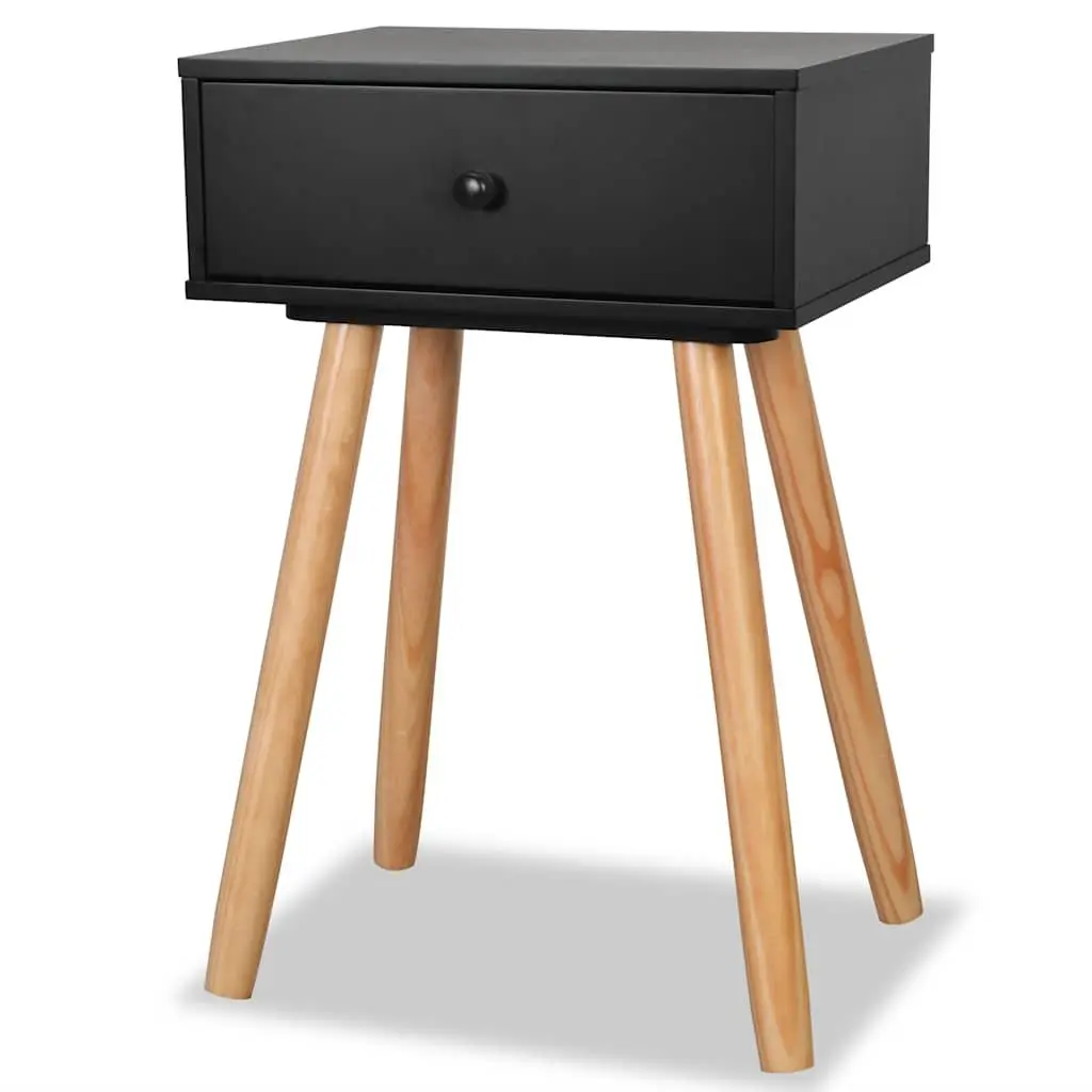 Bedside Tables Solid Pinewood 40 x 30 x 61 cm Black 2 pcs