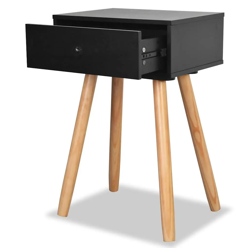 Bedside Tables Solid Pinewood 40 x 30 x 61 cm Black 2 pcs