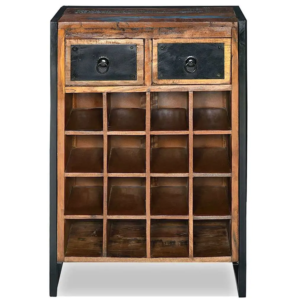 Wine Rack Reclaimed Wood Industrial Style 16 Bottle Brown