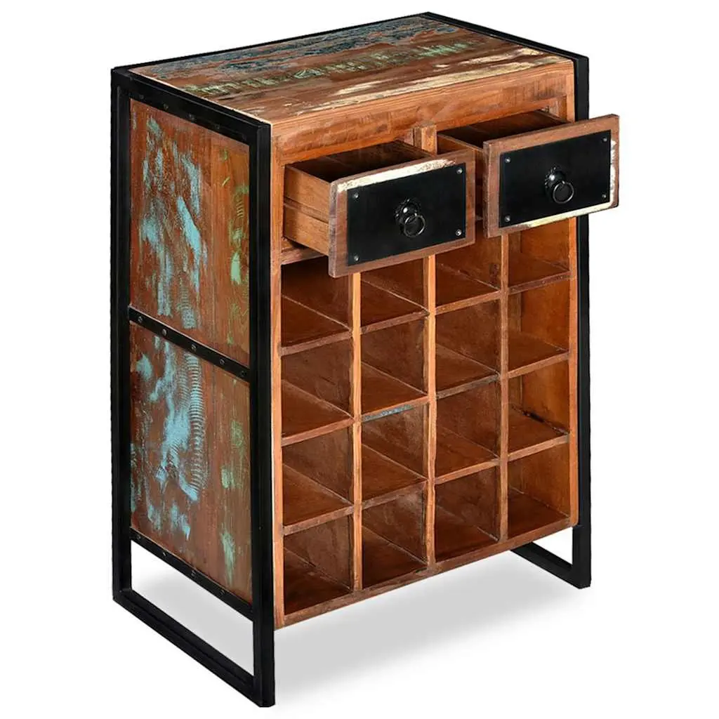 Wine Rack Reclaimed Wood Industrial Style 16 Bottle Brown