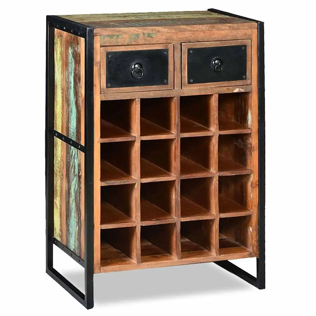 Wine Rack Reclaimed Wood Industrial Style 16 Bottle Brown