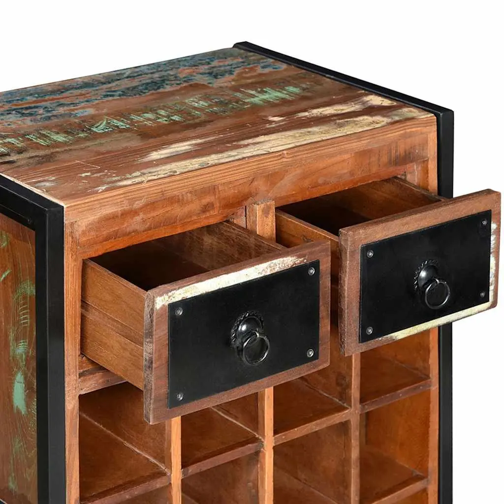 Wine Rack Reclaimed Wood Industrial Style 16 Bottle Brown