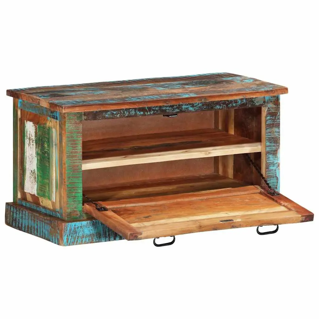 Shoe Storage Bench Solid Reclaimed Wood 2 Compartment Multicolour