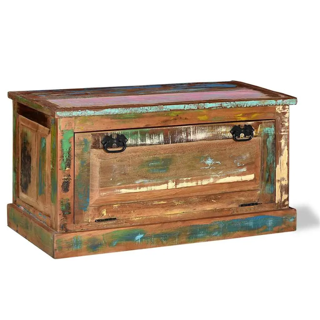 Shoe Storage Bench Solid Reclaimed Wood 2 Compartment Multicolour