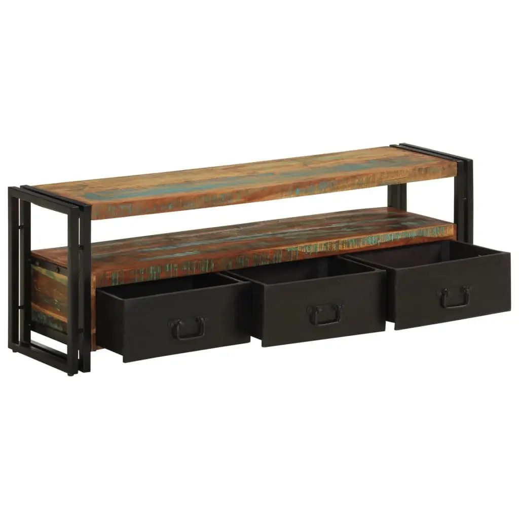 TV Cabinet Solid Reclaimed Wood Industrial Style 120 x 30 x 40 cm Multicolour Antique Drawers Shelf Unit