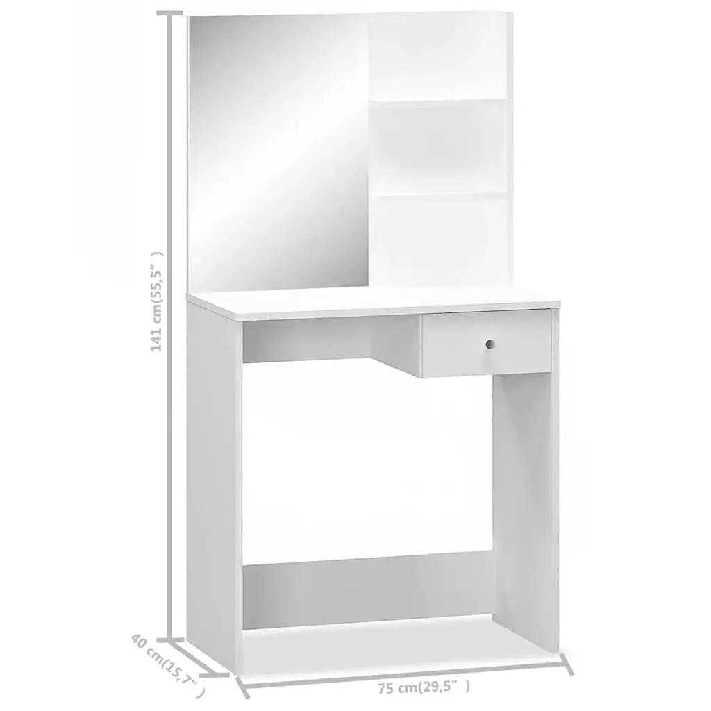 Dressing Table Engineered Wood Modern 75 x 40 x 141 cm White