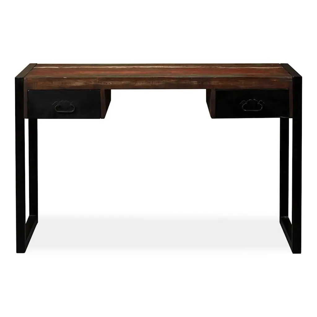 Desk Solid Reclaimed Wood 120cm Multicolour with 2 Drawers Industrial Vintage Home Office