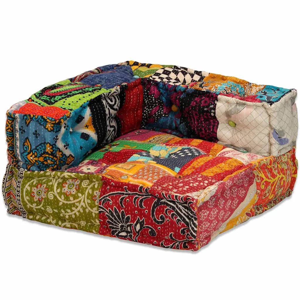 4-Seater Modular Pouffe Sofa Bed Patchwork Fabric Corner Couch Convertible
